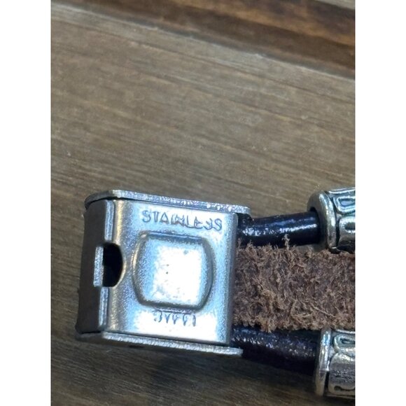 Dragon Claw Leather Bracelet With Stainless Steel Clasp - Picture 2 of 8